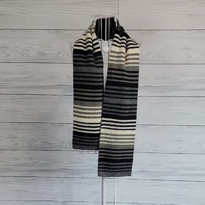 Scarf Striped Black and Gray In A Soft Acrylic Knit  Unbranded 60" X 7"